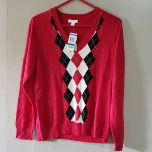 🆕️ Charter Club Mens Argyle Sweater Red NW